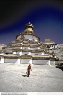 拉萨神庙塔前的和尚 拉萨神庙塔前的和尚