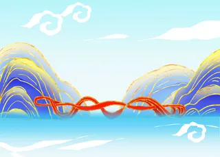 国潮鎏金长沙中国结步行桥城市地标建筑