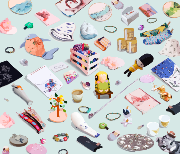 小物件 集市 地摊 手工 矢量 小清新