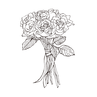 线条草本花卉手绘植物-玫瑰花1