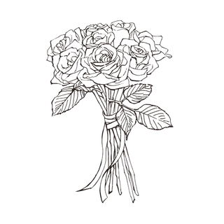线条草本花卉手绘植物-玫瑰花1