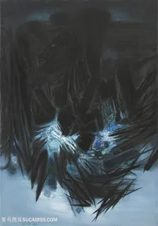 抽象画大师朱德群唯美水墨艺术插画