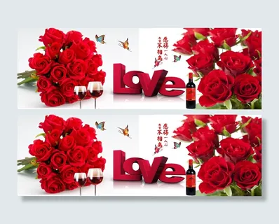 三联玫瑰花爱情红色装饰画