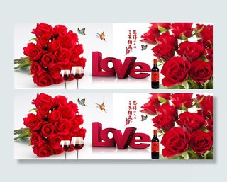 三联玫瑰花爱情红色装饰画