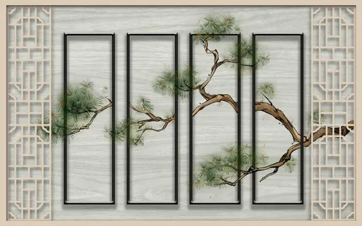 新中式现代背景墙 