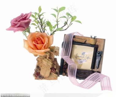 花饰小品-相框与玫瑰花