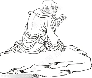 兰花指和尚手绘线描108罗汉矢量绘画图片