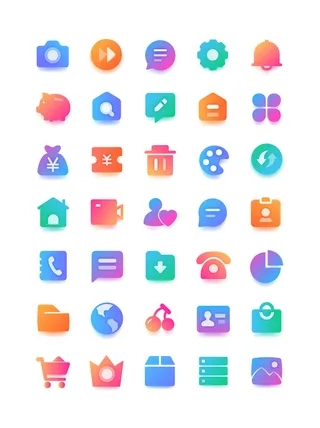 彩色icon手机线性小图标UI素材AI矢量图psd设计源文件app菜单分类