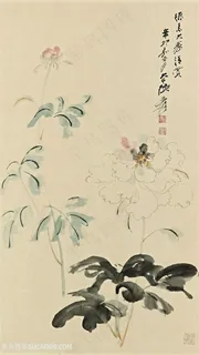张大千水墨画水墨花卉植物装饰画 张大千水墨画水墨花卉植物装饰画