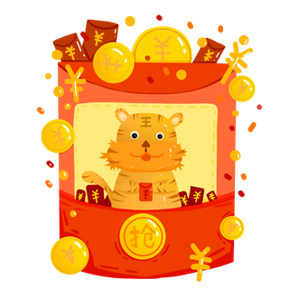 2022元旦新年虎年红色新年红包弹窗