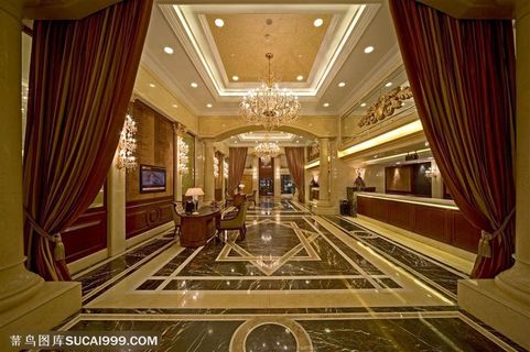 豪华五星级酒店大堂和前台装修