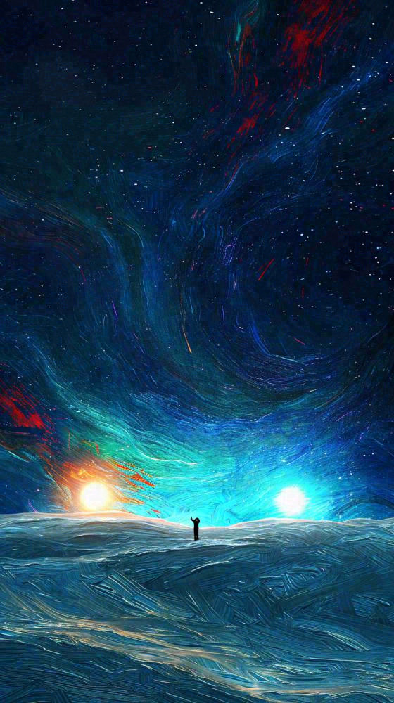 夜晚天蓝色天空科幻绚丽星空(816x1456)