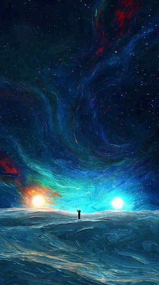 夜晚天蓝色天空科幻绚丽星空