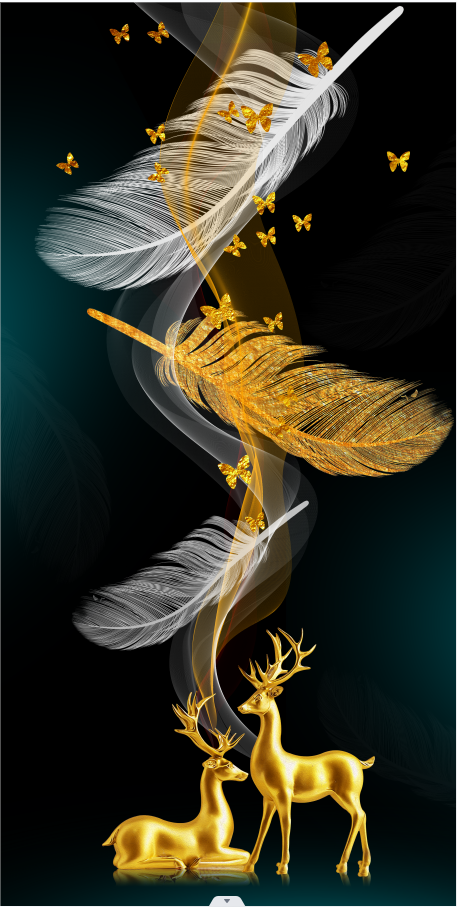 抽象麋鹿羽毛玄关装饰画