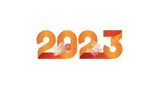 橙色2023元旦新年兔年艺术字