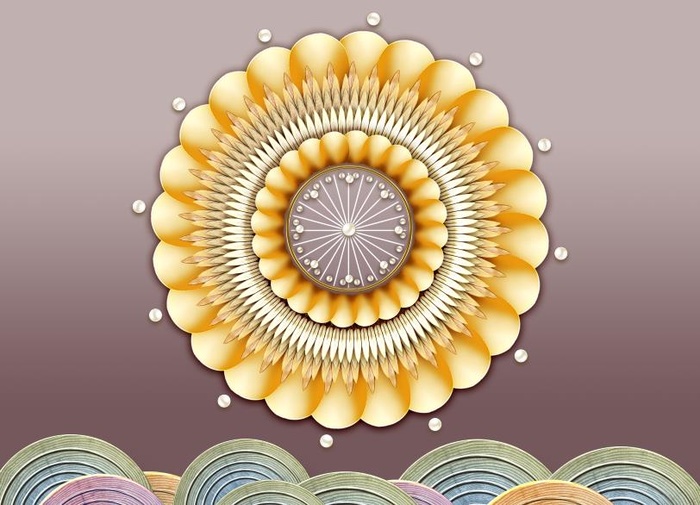 金色花瓣画psd模版下载