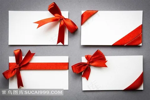 精美蝴蝶结红丝带卡片 精美蝴蝶结红丝带卡片