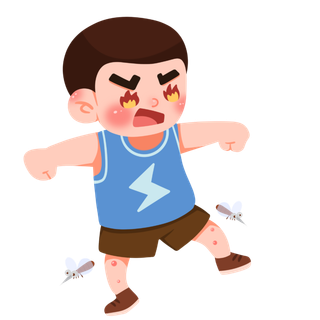 可爱儿童预防蚊虫叮咬元素插画