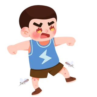 可爱儿童预防蚊虫叮咬元素插画