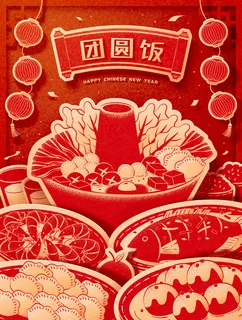 2022虎年春节团圆过大年年货赶集除夕年夜饭财神红包矢量插画 2022虎年春节团圆过大年年货赶集除夕年夜饭财神红包矢量插画
