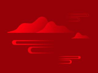 中国风古典传统图案边框纹理祥云灯笼装饰线条PSD背景素材