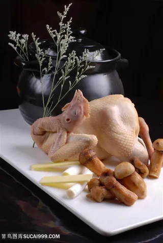 松茸炖土鸡的美食图片