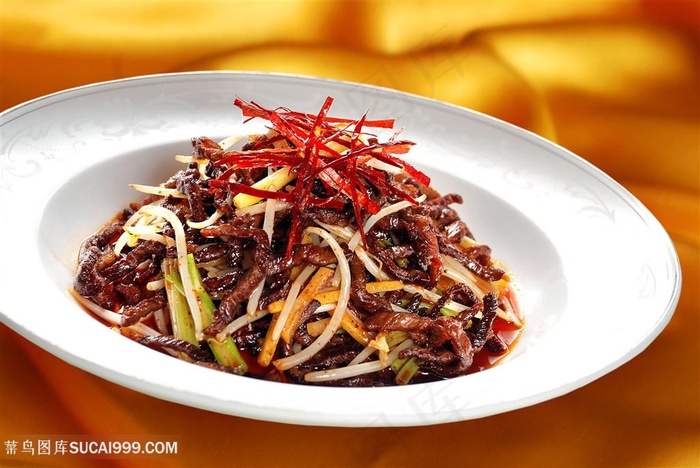 干煸牛肉丝中华美食摄影图