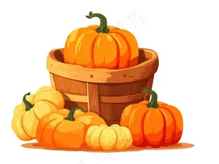 秋天丰收南瓜卡通插画免抠