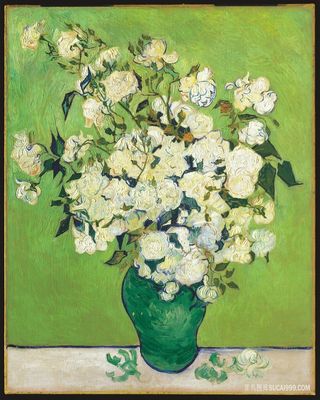 梵高-瓶中的白玫瑰