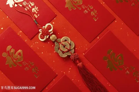 新年福字红包和中国结高清图片 新年福字红包和中国结高清图片