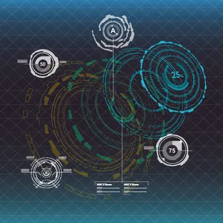 科幻未来科技操作仪表盘HUD元素图游戏UI图标界面边框矢量AI素材