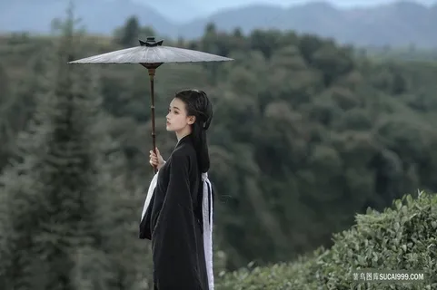 超高清黑衣古装户外写真摄影清纯美女图片