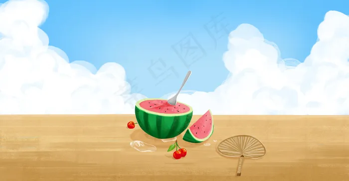 夏至的西瓜psd模版下载