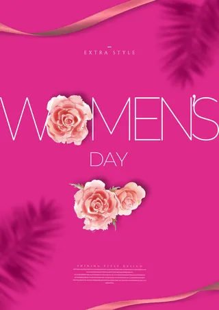妇女节女人节花玫瑰紫色海报