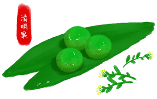 清明节海报设计插图卡通青团素材图片元素png透明背景