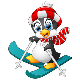 企鹅滑雪卡通