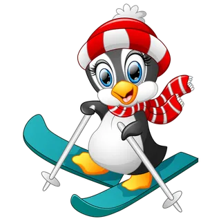 企鹅滑雪卡通