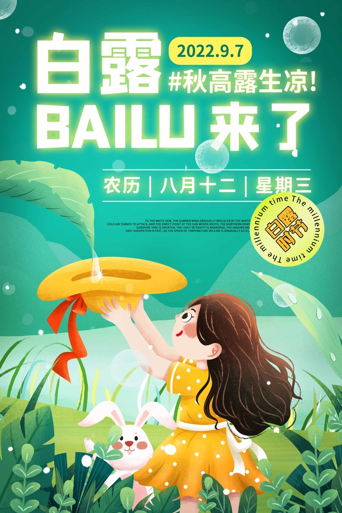 简约白露节气活动宣传海报