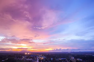 傍晚夕阳蓝天都市云彩霞光