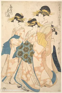 喜多川歌磨日系美女艺术插画 喜多川歌磨日系美女艺术插画