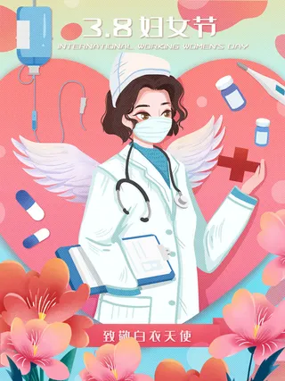 大气妇女节女神女王女生母亲节卡通手绘插图插画海报素材设计模板