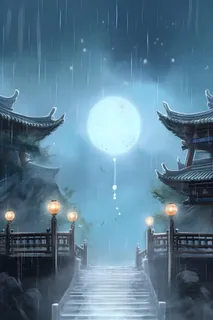 国风建筑水墨雨水背景 国风建筑水墨雨水背景