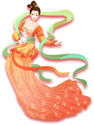 卡通插画中秋节嫦娥png免扣