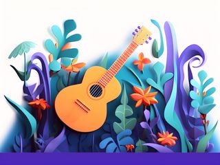 吉他植物山背景