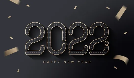 创意黑金虎年数字2022元旦新年字体设计