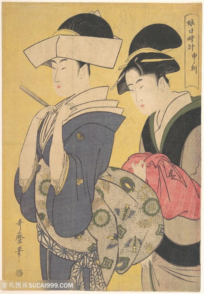 喜多川歌磨日本情侣装饰画