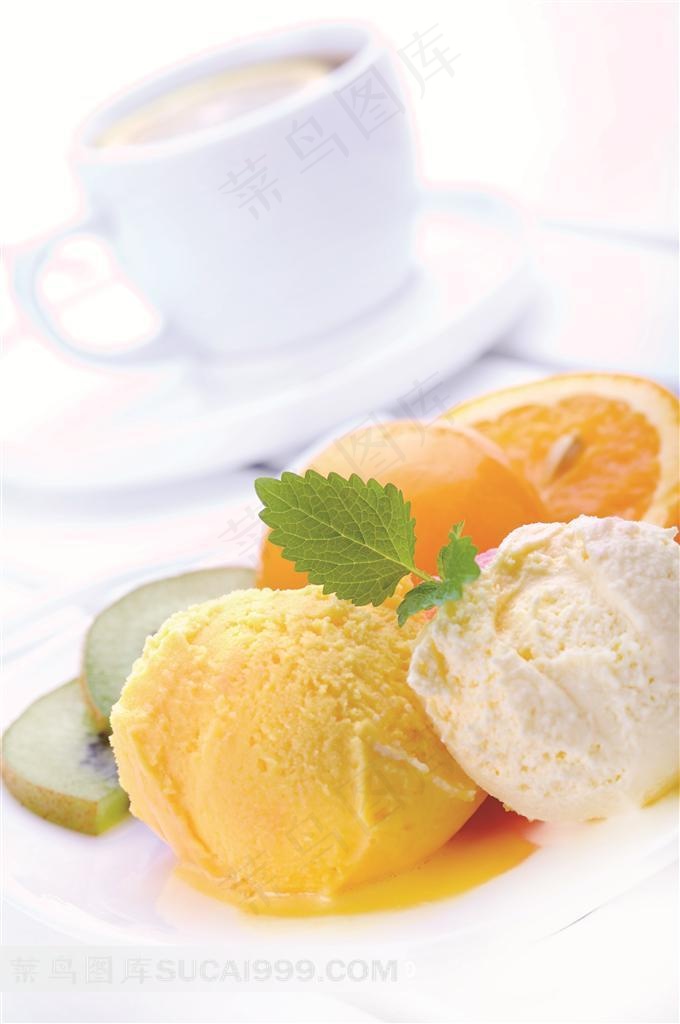 猕猴桃芒果香草雪糕高清摄影图