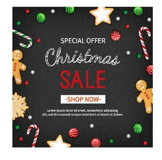 圣诞节圣诞树圣诞老人闪亮装饰电商促销折扣海报