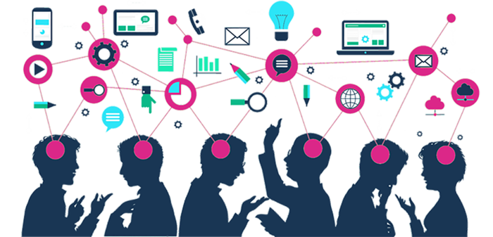 对话交流卡通简笔人物剪影少儿兴趣班