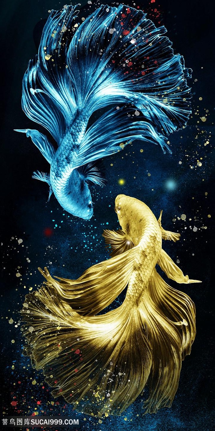 轻奢创意斗鱼北欧装饰画